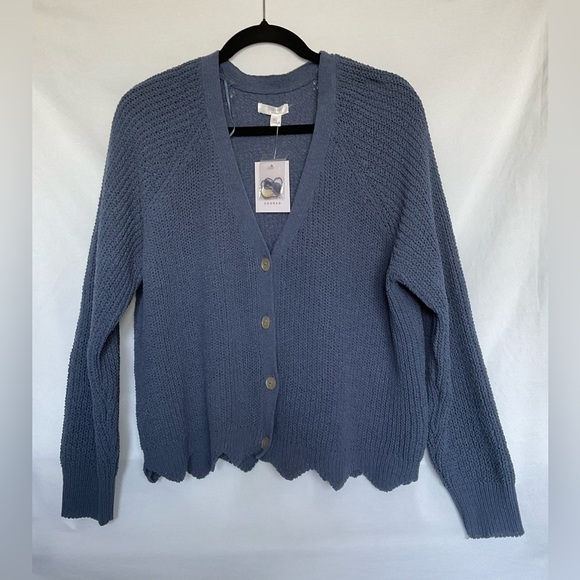 LC Lauren Conrad Blue Cardigan Sweater Classic Knit - Picture 1 of 5